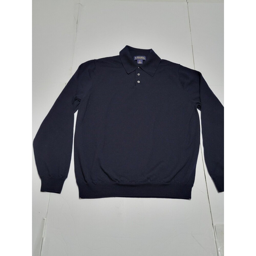 (#18)BROOKS BROTHERS Navy Extra Fine Merino Wool Pullover Long Sleeve SZ Men XL